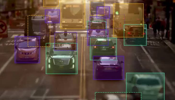 2D bounding box annotation on a street scene